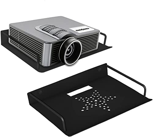 Drsn Support de Mural Universel pour Projecteur, Plateau 26 * 20cm- Chargé 4.4 lbs- Support Mural en Alliage d'aluminium aux Projecteurs, CaméRas, Routeurs, Les Mini-amplificateurs et Les Sons - Noir