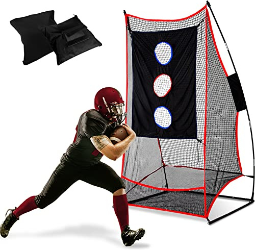 Doubleriver Football Kicking Net for Field Goals & Quarterback – 3X6FT with Throwing Target Durable Fiberglass Poles & Polyester Net Portable Practice for Backyard/High School