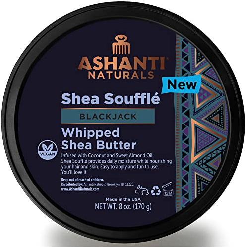 Ashanti Naturals Scented Whipped Shea Butter | African Body Butter for Men w/Coconut and Almond Oil (Blackjack Souffle, 8 oz)