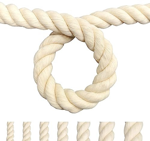 FOSER Cuerda de algodón, hilo de macramé, cordón de algodón para manualidades, proyectos decorativos, juguetes para mascotas (30 mm (2 m)