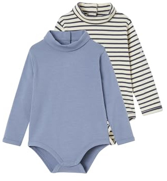 VERTBAUDETLot de 2 bodies bébé col roulé HYGGEbleu glacier18M(81CM)