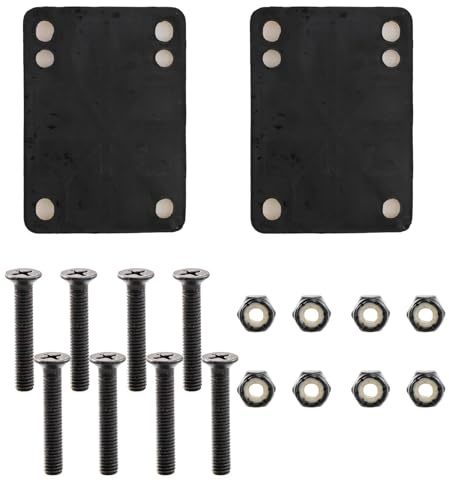 GUQIANLU Kit di riser pad per skateboard in gomma nera con viti di montaggio e dadi, migliora la tua esperienza di longboard