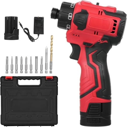 Destornillador Eléctrico, Weytoll 16,8 V Juego de Taladro Inalámbrico y Destornillador de Impacto, 1800r/min Taladro Atornillador con Baterías de 2 * 1,5Ah y 10 Brocas, luz de Trabajo LED