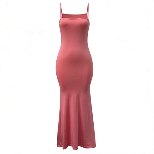 Vestido largo para mujer, sexy, informal, elegante, sin mangas, espalda descubierta, con tirantes delgados, Rosa-1., M