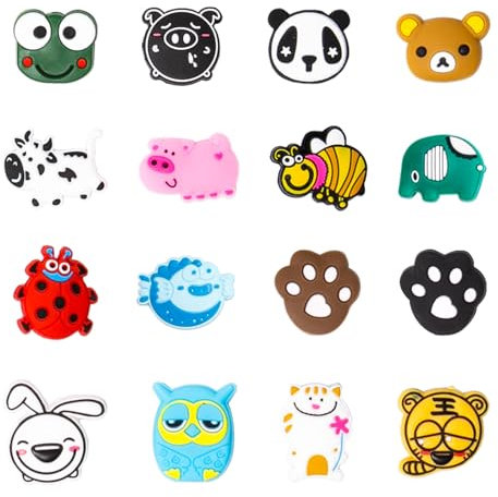 UTMACH 16 Stück Tennis Dämpfer Tier Dämpfer Tennisschläger Kinder Silikon Tennisschläger Stoßdämpfer Cartoon Vibrationsdämpfer Tennis für Tennisschläger,Badmintonschläger,Squash Schläger