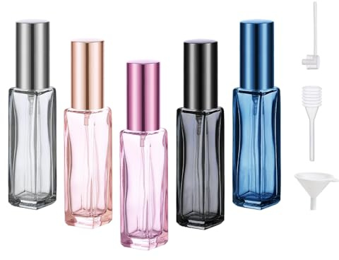 ILZAR 5 PCS Travel Perfume Bottle Refillable, 10ml Empty Mini Perfume Bottle Leakproof Perfume Atomizer Set for Travel, Cologne Bottle Portable Perfume Atomizer Refillable for Women and Men