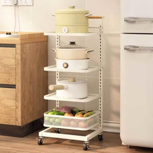 Mensola per forno a microonde con griglia per pentole e coperchio nizer armadio da cucina angolo nizer per padelle e cestino portaoggetti bianco