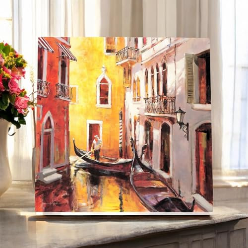Osiris Trading UK Baldosa de cerámica Venice Morning de Brent Heighton, 20 x 20 cm, listo para colgar, decoración de pared con góndola italiana