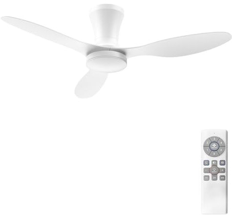 Airwit 106 cm Ventilateur de Plafond avec Lumiere et Telecommande, 3CCT, Dimmable, 6 Vitesses Silencieux Ventilateur Plafond LED pour Chambre, Salon, Cuisine, Fonction Mémoire, Blanc