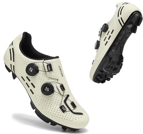 PENXZT Zapatillas de Ciclismo Montaña para Hombre, Zapatos Bicicleta de Carretera Exterior MTB Compatible con SPD Pedales 2 Tornillos con Calas Respirables Antideslizantes,A,43 EU