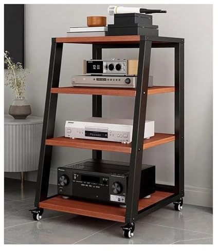 YLLFFLL Meuble HiFi Support Multimédia Audio-vidéo Système De Rack HiFi avec roulettes, 2 3 4 5 Étagères Support De Composants Stéréo Au Sol Étagère D'équipement Électronique(#1,4 Layer)