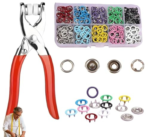 Kit Da Cucito Con 100 Bottoni Metallici - Pinze Manuali Incluse, 2026 Nuove Fibbie Metalliche E Pinze A Pressione, Adatto Per Appassionati Di Fai Da Te, Riparazione Di Bottoni (100 colorati)