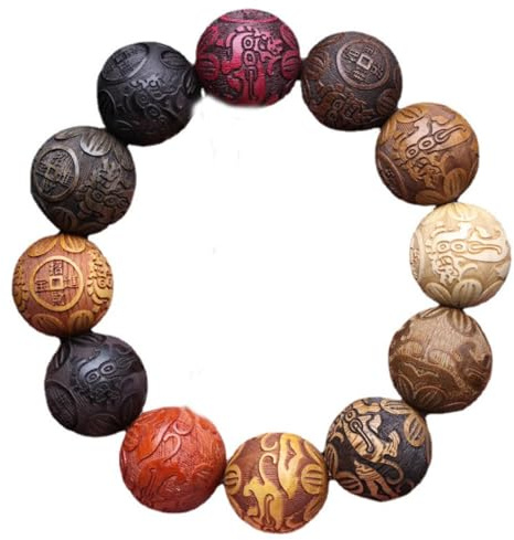 20 mm naturliga flerfärgade träarmband mäns elastiska pärlaskulptur