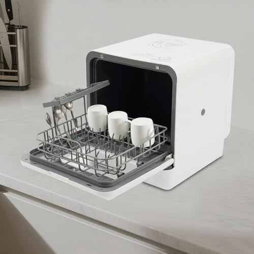 Lavastoviglie da tavolo con serbatoio dell'acqua da 6 l, mini lavastoviglie, 4 programmi, funzione di asciugatura extra, piccola lavastoviglie, pulizia a 360°, per 4-6 persone