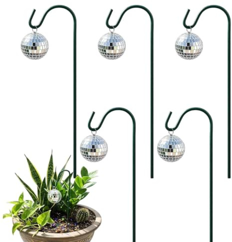Generiska trädgårdsstavar för växter – fem blomknoppar dekoration – diskokula växtstav, för blomkruka terrass, gräsmatta, gångväg, trädgård, hus, hall, inomhus, utomhus, blomkruka