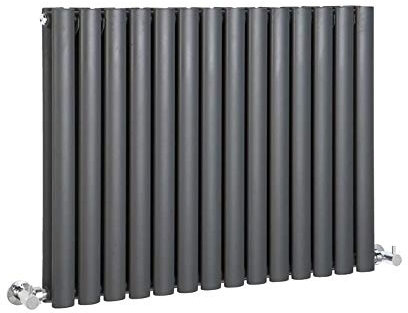 Milano Aruba Anthracite Horizontal Double Oval Panel Radiator - 635mm x 826mm