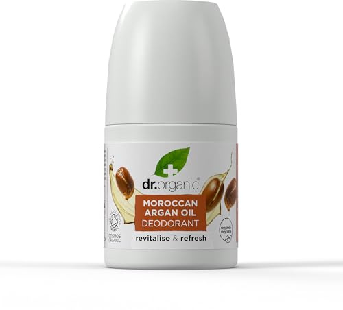Dr Organic Moroccan Argan Oil Deodorant, Aluminium Free, Mens, Womens, Natural, Vegan, Cruelty-Free, Paraben & SLS-Free, Recycled & Recyclable, Certified Organic, 50ml, Packaging may vary