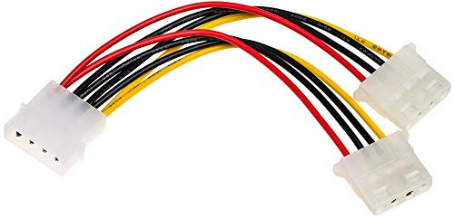 AKYGA AK-CA-15 Molex Stecker auf 2x Molex Buchse Adapter Kabel 15cm