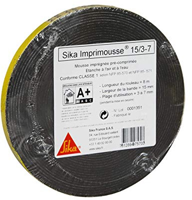 SIKA - Joint d'étanchéité comprimé - Sika Imprimousse 15/3-7mm - 8m | Pour fenêtres et menuiseries - Pose simple et rapide - Isolation phonique et thermique - Effet anti-vibration