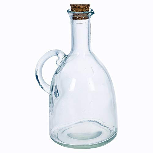 URBN-CHEF 3 Piece Glass Oil and Vinegar Set Cruet Condiment Dispenser Bottle Struggle Cork Lid (1, 500ml)
