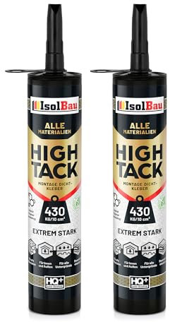 Isolbau Montage-Kleber Extra Stark High Tack - 2 x 530 g - Alleskleber für Innen- & Außenbereich - Baukleber Hybrid MS Polymer - Extrem Stark - 430 kg / 10 cm² - Weiß