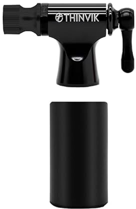 Thinvik Bomba infladora CO2 para Bicicletas Compatible con válvulas Presta y Schrader con Funda Aislante. Kit inflador portátil de CO2 para Bicicletas de Carretera y MTB - No Incluye Cartuchos de CO2