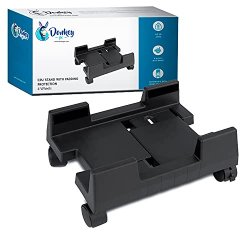 Donkey pc - Soporte CPU bajo Mesa Ajustable para tu Ordenador de sobremesa. Soporte Ordenador Ruedas, 4 con Bloqueo y Las 4 con giros de 360º. Compatible con la mayoría de pc sobremesa. Negro.