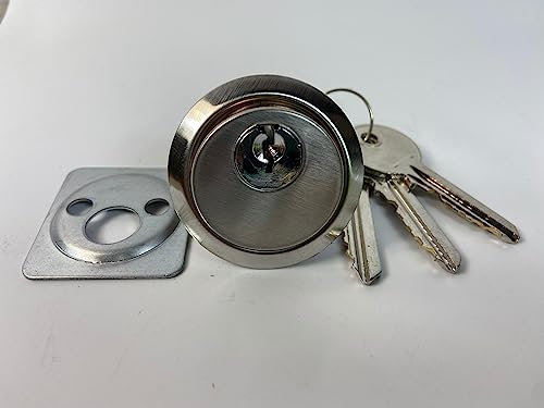 EUROART Replacement Rim Cylinder Set, Security Rim Cylinder Door Lock Night Latch in Brushed Satin Chrome Dimensions 77X33X33mm