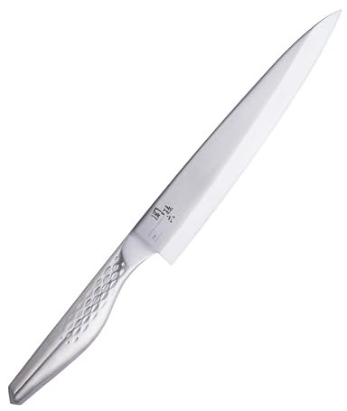 KAI Seki Magoroku Shoso Yanagiba 21,0 cm longitud de la hoja - acero inoxidable 5CR15MoV 56 (±1) HRC - afilado convexo - mango de acero inoxidable 18-8 con patrón de rombos - cuchillo para pescado