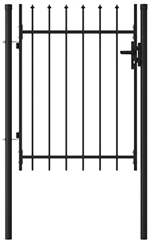 HOMIUSE Zauntor Einzelflügel mit Speerspitzen Stahl 1x1,2 m Schwarz 6 Spitze Gartentor Metall SgartentüR Ichtschutz Garten Garden Gate Premium Gartentür aus Metall Mit Speerspitzen 3 keys