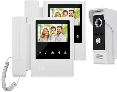 QttyElok 4,3'' TFT Farbe Wired Video Türsprechanlage Türklingel System für Home 700TVL IR Nachtsicht Türsprechanlage Wasserdicht + Indoor Bildschirm 100 Meter (1 camera 2 monitors)