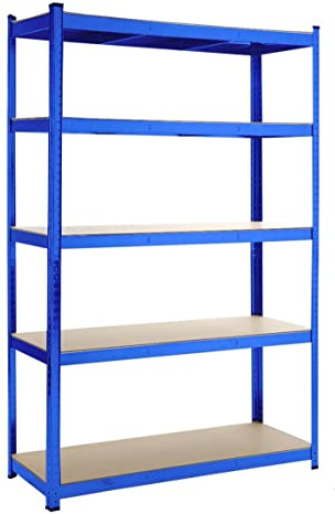 Panana 5 Tier Storage Rack Shelves Shelf Unit 180x120CM 150 kg Per Shelf Heavy Duty Metal Industrial Shelves Storage Rack Shed (Blue)