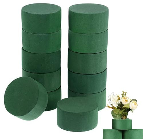 Torribaly 10 Stück Blumensteckschaum Set, Steckschaum für Blumen, Steckschwamm für Blumen, Steckmasse Steckmoos für Blumen, Wasserabsorbierender Blumensteckmasse Blumenschwamm, Runde 8 * 4cm