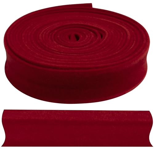 AERZETIX - C71936 - Cinta al sesgo en terciopelo 3 metros x 18mm - en viscosa 39% algodón 32% y poliamida 29% - color rojo - costura tela