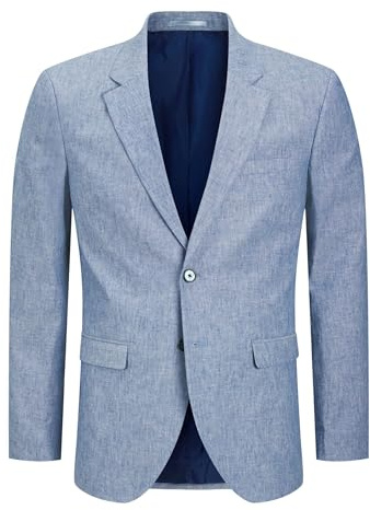 JACK & JONES Jprriviera Linen Blazer Slim Fit S Pls, Azul náutico, 64 Grande Hombres