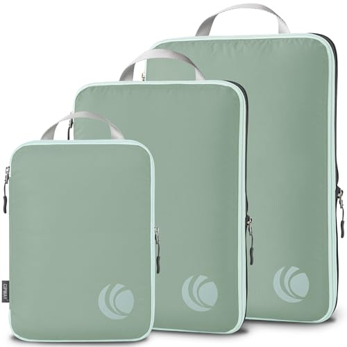 Cipway Compression Packing Cubes, Ultralight Travel Luggage Organizer Sets Extensible Travel Essentials for Carry on Suitcase(Sage green 3pcs)