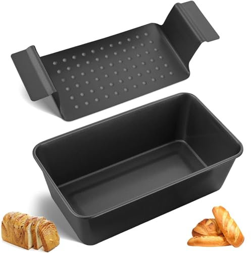 YUNXCNA Stampo per Pane in Acciaio Inox, 24x14x6,5cm, Set di 2 Teglia per Pane in Acciaio al Carbonio Antiaderente, Stampo per Pane, Stampo da Forno Rettangolari Riutilizzabili, per Toast, Pane, Cake