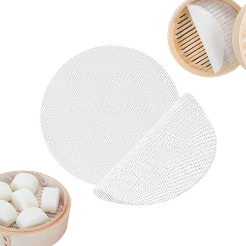 FAINCA 12 Stück Silikon Dampfmatte, 25cm Silikon Dämpfer Matte, Wiederverwendbare Dumplings Matte, BambusdäMpfer, Antihaft Runde Steamer Pad für Gedämpfte Brötchen, Knödel, Backen, Gebäck