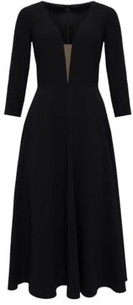 Swing Fashion Vestido Midi Acampanado Negro con Manga Larga Viral | Talla 38, Negro, 40