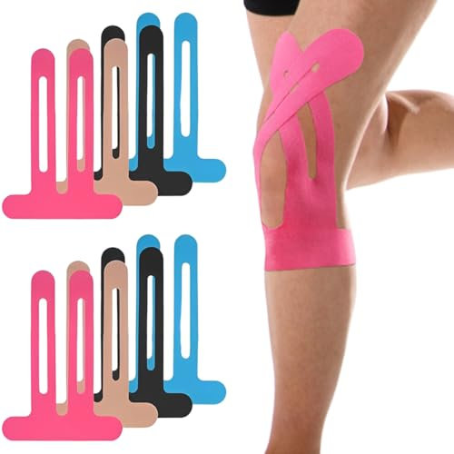 KUMSODE 8 Pezzi tape sportivo, kinesio tape, taping kinesiologico, nastro kinesiologico, kinesio taping, kinesiology tape, per Il Ginocchio, Articolazioni, Supporto Muscolare