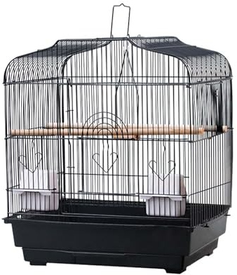 Bird Transport Box, Transport Cage with Handle, Bird Cage Budgies, Parrot Cage, Small Animal Transport Box for Parrots, Birds, Budgies, Parakeets, Grey, 46 x 36 x 52 cm