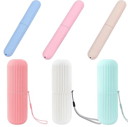 KRYMXAR Étui pour brosse à dents, lot de 6 gobelets de voyage, pour le camping, les affaires et la famille, léger et pratique