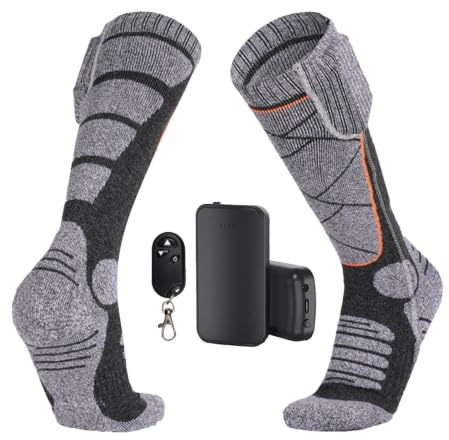 Calcetines Calefactables | 2 Pares Calcetines Térmicos 4000mAh | Control de 3 Niveles de Temperatura para Cazar Ciclismo Trabajar Pescar Patinar Senderismo Acampar | Calentadores Pies Invierno