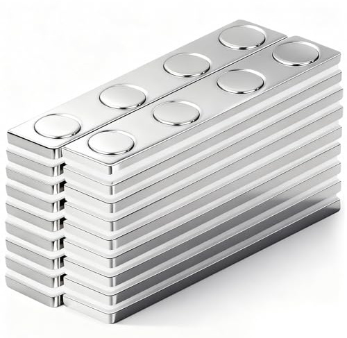 Aenienoe 18 stycken självhäftande magneter, neodymmagneter, extra starka, rektangulära för limning, platta självhäftande magneter för verktyg 58 x 10 x 2 mm