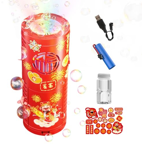 Máquina De Burbujas De Año Nuevo Chino - Juguete Recargable Por USB | Soplador De Burbujas Automático Con Música Para Niños Y Adultos, Fiestas De Cumpleaños, Bodas, Festivales, Regalo De Diversión Y E