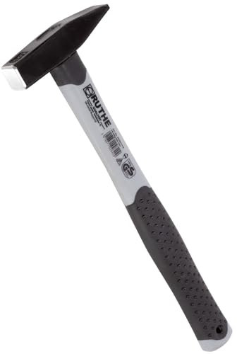 RUTHE Schlosserhammer Fiberglas 800g | Profi-Qualitätsstahl | Ergonomischer 3-Komponenten-Griff | DIN 1041 und VPA/GS geprüft | Ideal für Schlosser und Klempner