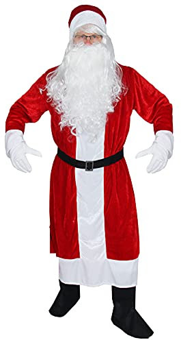 Foxxeo Rotes 6-teiliges Premium Weihnachtsmann für mit Mantel für Herren - Größe M-XXXXL, Größe:XL/XXL
