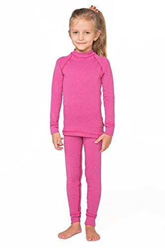 meteor Set Biancheria Intima per Bambini Funzione Set Termica con Maglia a Maniche Lunghe e Pantaloni Termici - Termoattivo, Transpirante, Morbido, Calde Set per Ragazzo e Ragazza (116-122 cm, Rosa)