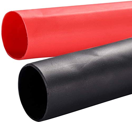 Yizerel 2 Pack 1''(25.4mm) Heat Shrink Tube 3:1 Adhesive-Lined Heat Shrinkable Tubing Black&RED 4Ft
