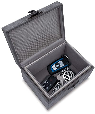 KeyCradle Faraday Box | Faraday Box For Car Keys Medium - 15 x 11 x 8 cm | Car Key Signal Blocker Box | Key Signal Blocker for Car Keys & Mobile Phone | Keyless Car Storage Box | Faraday Cage - Grey